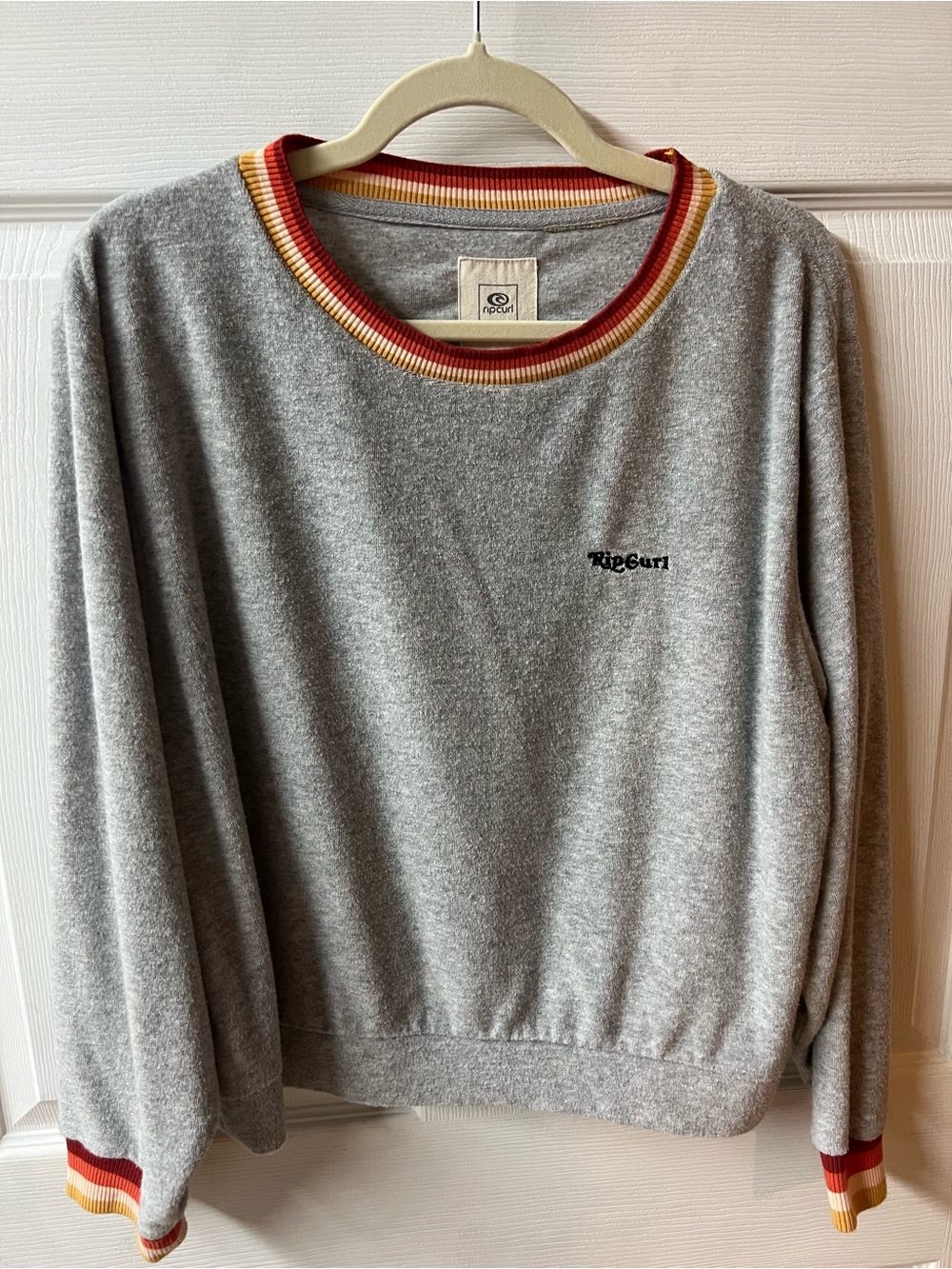 Rip Curl Gray Sweatshirt with Red & Yellow Trim